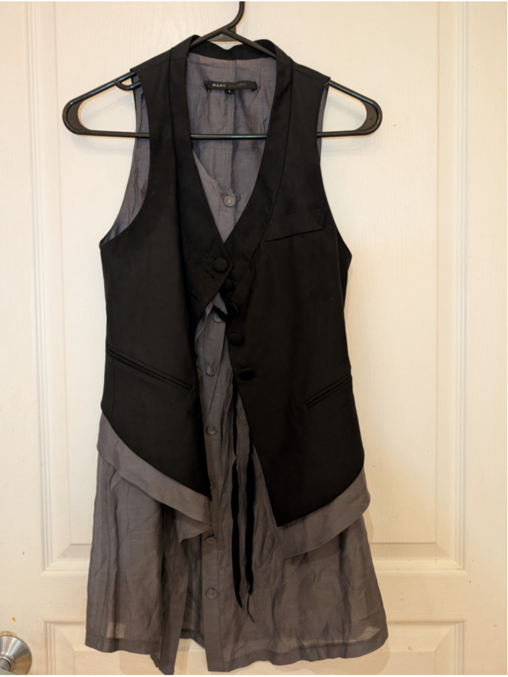 694 - Marc Jacobs Deconstructed Layered Vest Shirt Dress Tunic Sz 4 - Picture 2 of 13